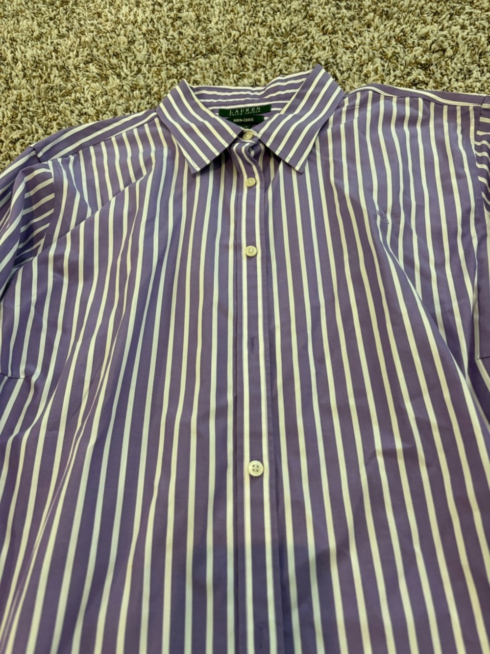 Ralph Lauren Purple and White Striped Dress Shirt 3xl - Picture 4 of 10